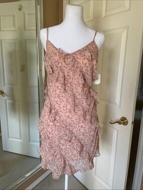 Altar'd State Blush Pink Floral Ruffle Mini Dress